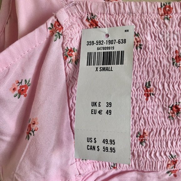 Hollister Ruched Tie-Shoulder Floral Mini Dress New Size XS - Picture 7 of 9